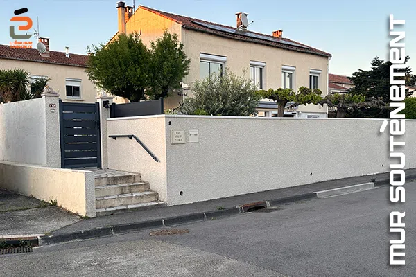Enduit monocouche pour la rénovation d'un mur de soutènement à Vergèze